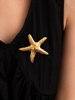 NEW Vacation Ocean Starfish Brooch Pin Fashion Gold Plated Sea Star Marine Style